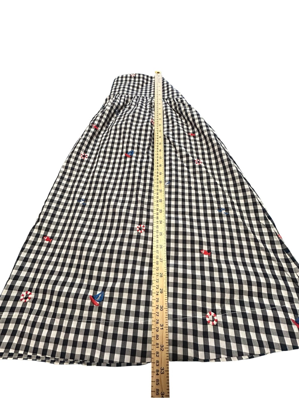 Black & White Gingham A-Line Skirt with Subtle Embroidered Accents - Picture 11 of 16